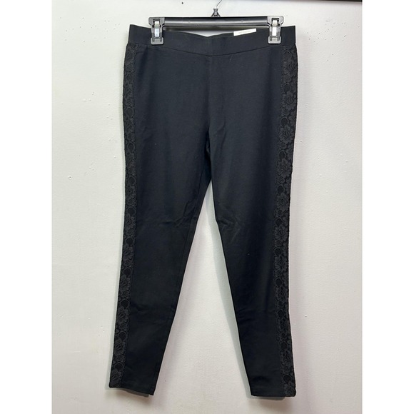 Style & Co Leggings Womens Petite Medium Lace Side Panel Mid Rise Pants - Picture 1 of 12